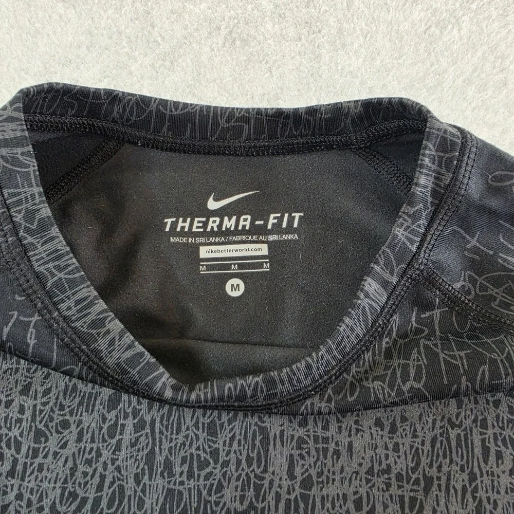 Nike‎ Therma-FIT Women's Long Sleeve Shirt M Black Just Do It Script Print Base